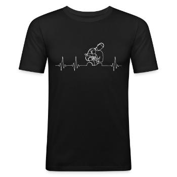 Papa und Kind Herzschlag Vater Sohn Tochter Liebe - Männer Slim Fit T-Shirt - Schwarz - Vorne - Nik (191cm)