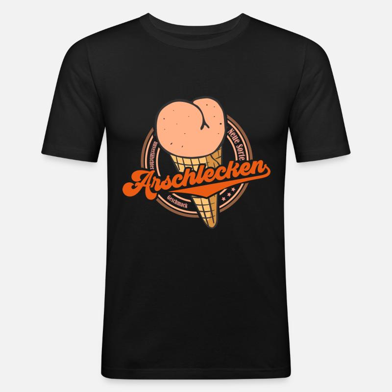 Arschlecken (Neue-Eis-Sorte-Edition) - Männer Slim Fit T-Shirt - Schwarz