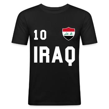 Iraq Flag Football Team Fan Volley Gift - Men's Slim Fit T-Shirt - black - Front - Nik (191cm)
