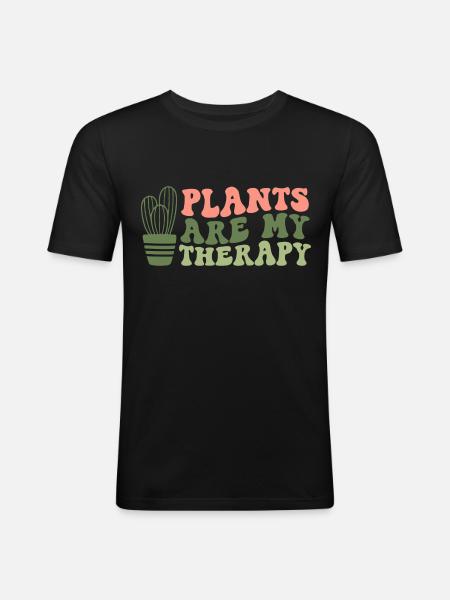 Plants Are My Therapy - Men's Slim Fit T-Shirt - black