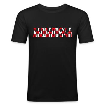Kroatien Hrvatska Glagoljica Schachbrett Sahovnica - Männer Slim Fit T-Shirt - Schwarz - Vorne - Nik (191cm)