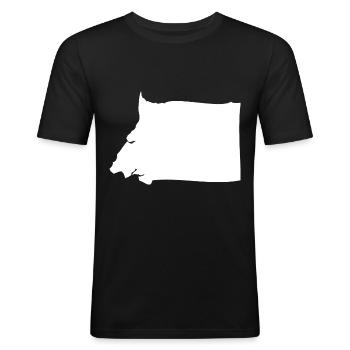 Drapeau de la carte de la Guinée équatoriale - T-shirt près du corps Homme - noir - Devant - Nik (191cm)