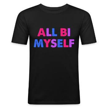 Tout bi moi-même - T-shirt près du corps Homme - noir - Devant - Nik (191cm)