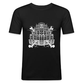Free Tekno Pirates Sound System - T-shirt près du corps Homme - noir - Devant - Nik (191cm)