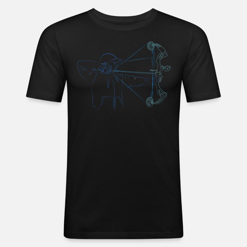 Bogenschütze Compound Bogen T-Shirt - Männer Slim Fit T-Shirt - Schwarz