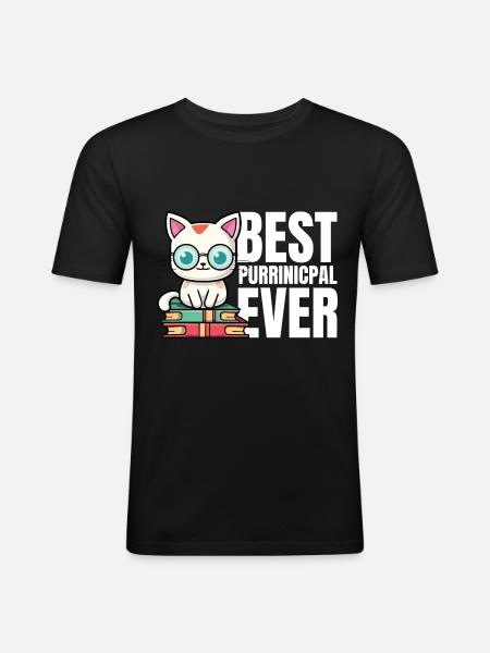 Best purrinicpal ever - Männer Slim Fit T-Shirt - Schwarz