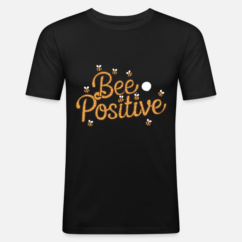 Bee Beekeeper Positive - Männer Slim Fit T-Shirt - Schwarz
