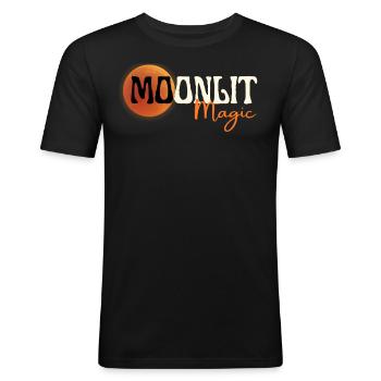 Mondschein Magie Orange Mond Ästhetik Mond Grafik - Männer Slim Fit T-Shirt - Schwarz - Vorne - Nik (191cm)