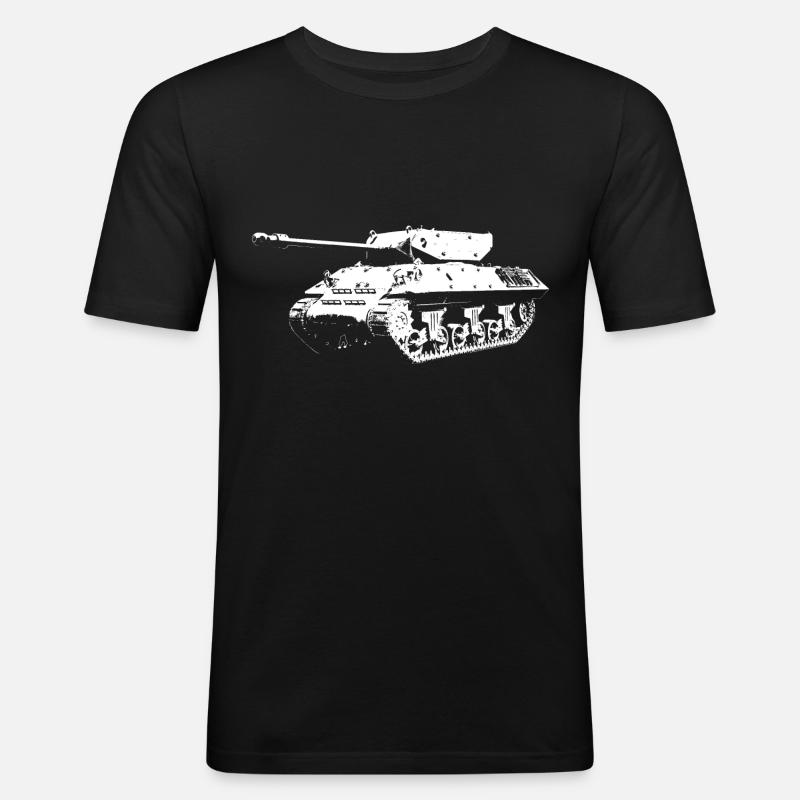 Panzer WW2 Sherman Panzerfahrer - Männer Slim Fit T-Shirt - Schwarz