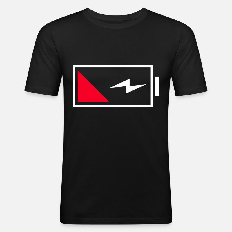 Batterie - Männer Slim Fit T-Shirt - Schwarz
