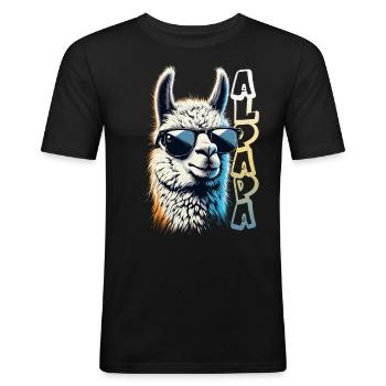 Cool Alpapa Alpaca Dad Father's Day - Men's Slim Fit T-Shirt - black - Front - Nik (191cm)