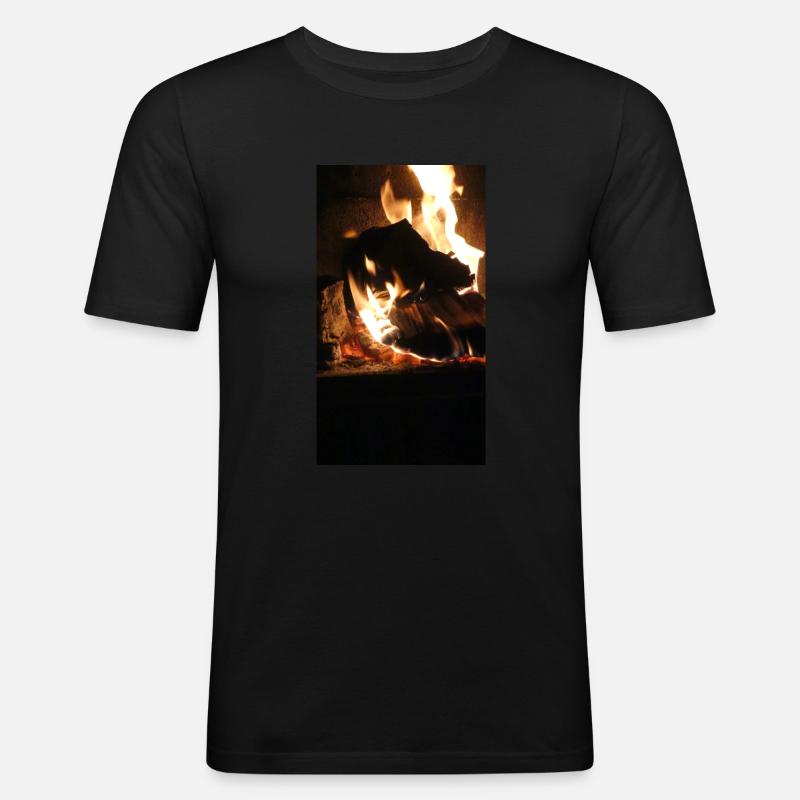 Feuerstelle - Männer Slim Fit T-Shirt - Schwarz