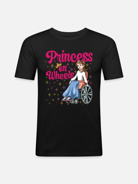 Princess on wheels - Männer Slim Fit T-Shirt - Schwarz