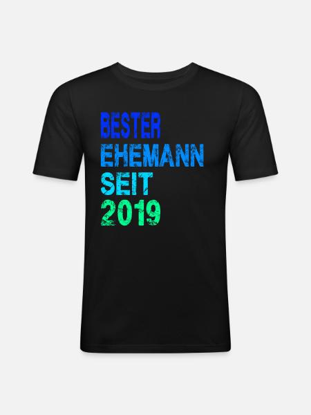 Bester Ehemann seit 2019 - Männer Slim Fit T-Shirt - Schwarz