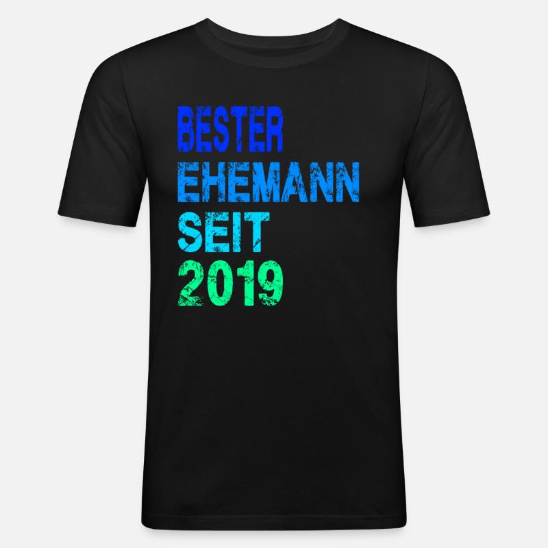 Bester Ehemann seit 2019 - Männer Slim Fit T-Shirt - Schwarz
