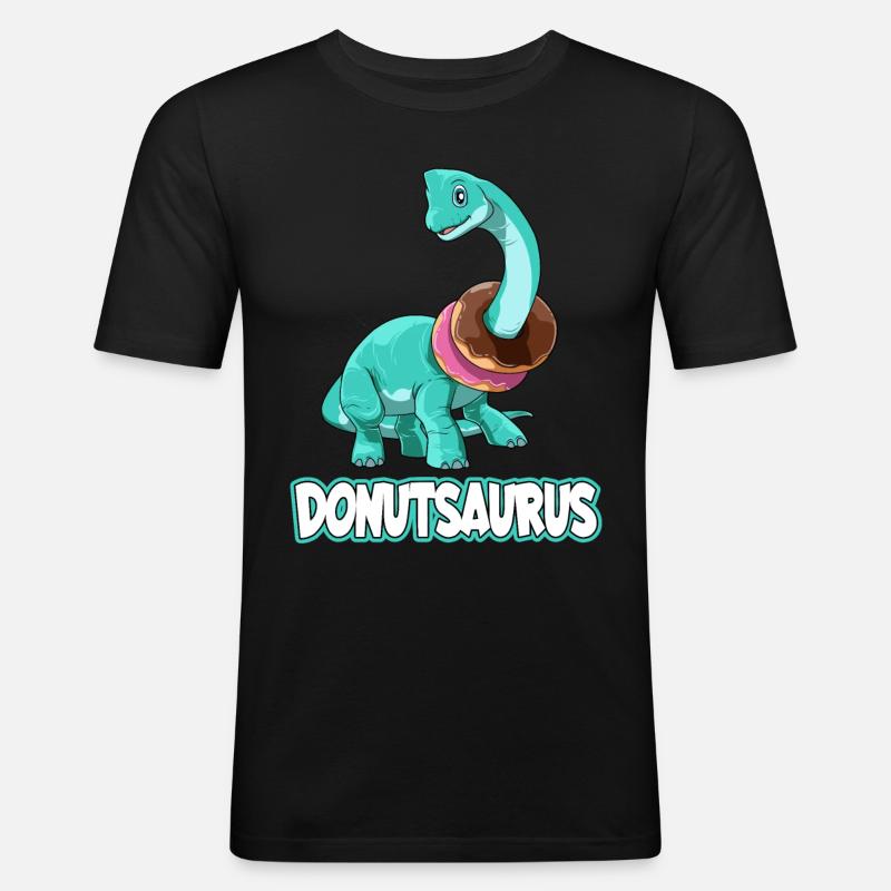 Donutsaurus Dinosaurier Brachiosaurus - Männer Slim Fit T-Shirt - Schwarz
