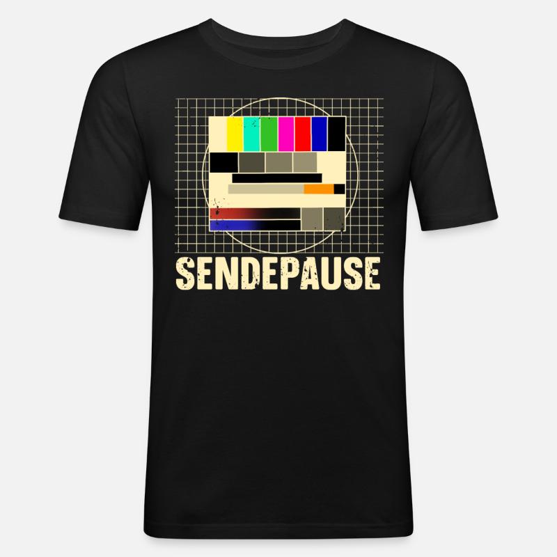 Testbild Sendepause - Männer Slim Fit T-Shirt - Schwarz