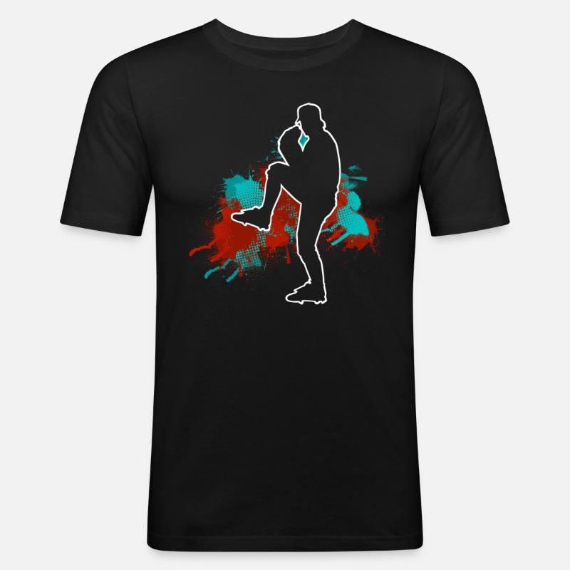 Base-ball - T-shirt près du corps Homme - noir