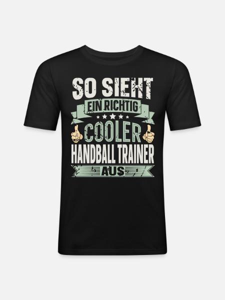 Handballtrainer Handball - Männer Slim Fit T-Shirt - Schwarz