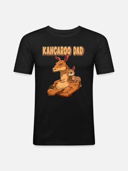 Kangaroo Dad für Papas - Männer Slim Fit T-Shirt - Schwarz
