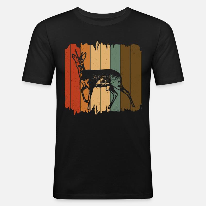 Reh - Männer Slim Fit T-Shirt - Schwarz