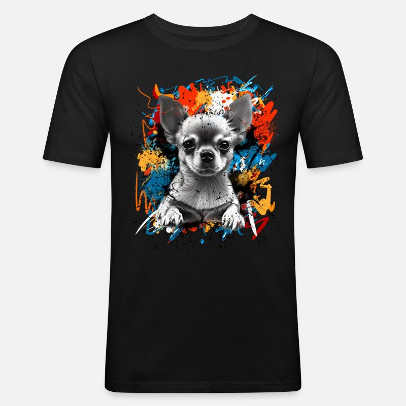 Chihuahua - Maglietta aderente da uomo - nero