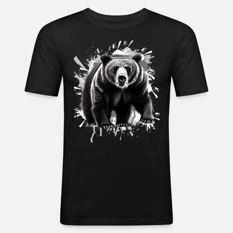 Bär - Männer Slim Fit T-Shirt - Schwarz