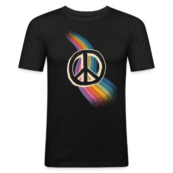 Peace Love - Men's Slim Fit T-Shirt - black - Front - Nik (191cm)