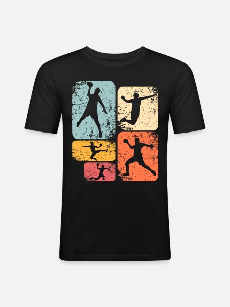 Handball Handballer - Männer Slim Fit T-Shirt - Schwarz