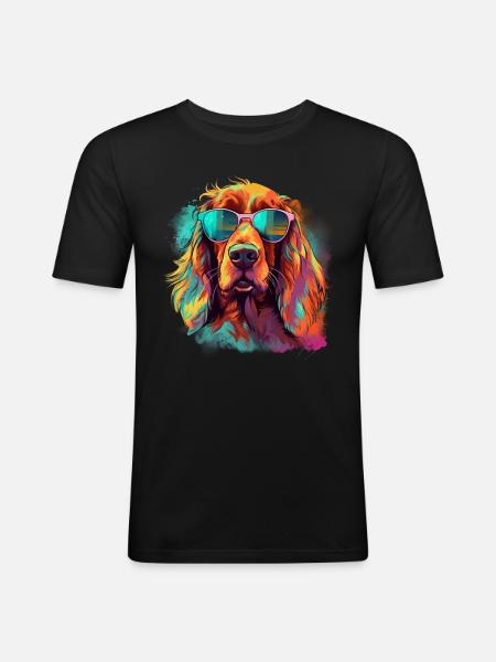 Irish Red Setter Hund Hunderasse - Männer Slim Fit T-Shirt - Schwarz
