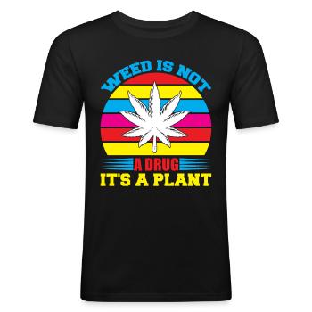 Cannabis Marijuana Weed Fumer - T-shirt près du corps Homme - noir - Devant - Nik (191cm)