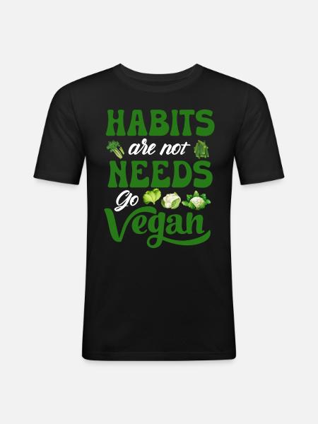 Véganisme végétalien - T-shirt près du corps Homme - noir