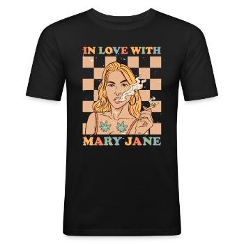 Cannabis Marijuana Weed Fumer - T-shirt près du corps Homme - noir - Devant - Nik (191cm)