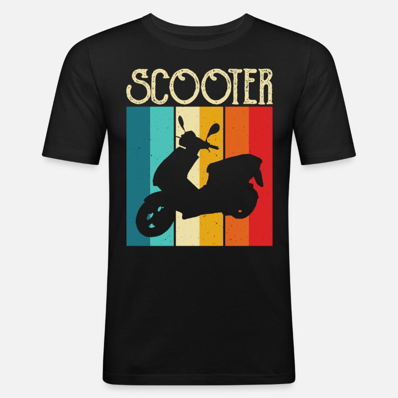 Roller Rollerfahrer Motorroller - Männer Slim Fit T-Shirt - Schwarz