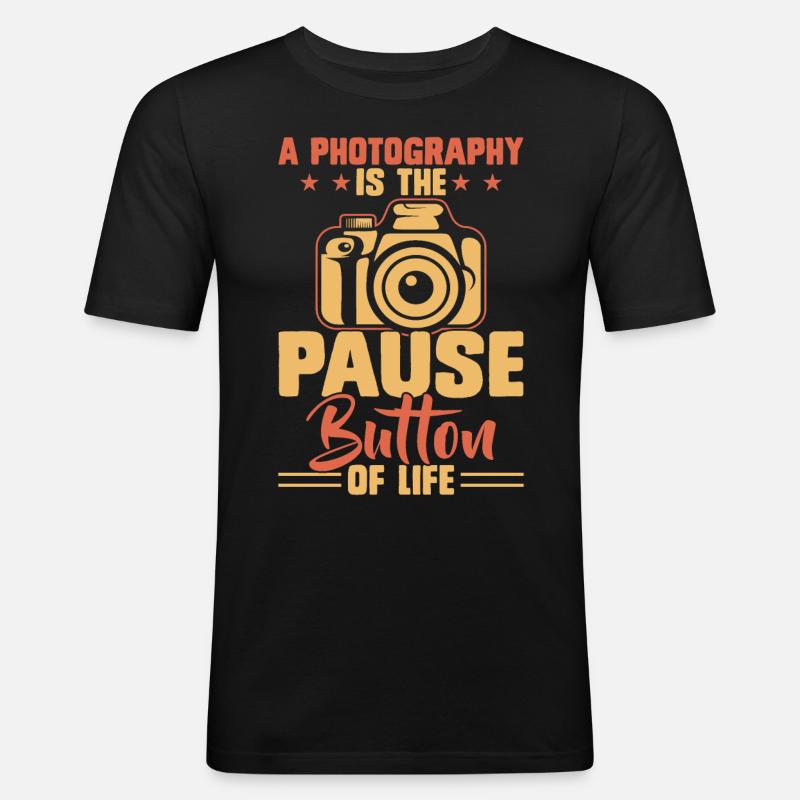 Fotograf - Männer Slim Fit T-Shirt - Schwarz