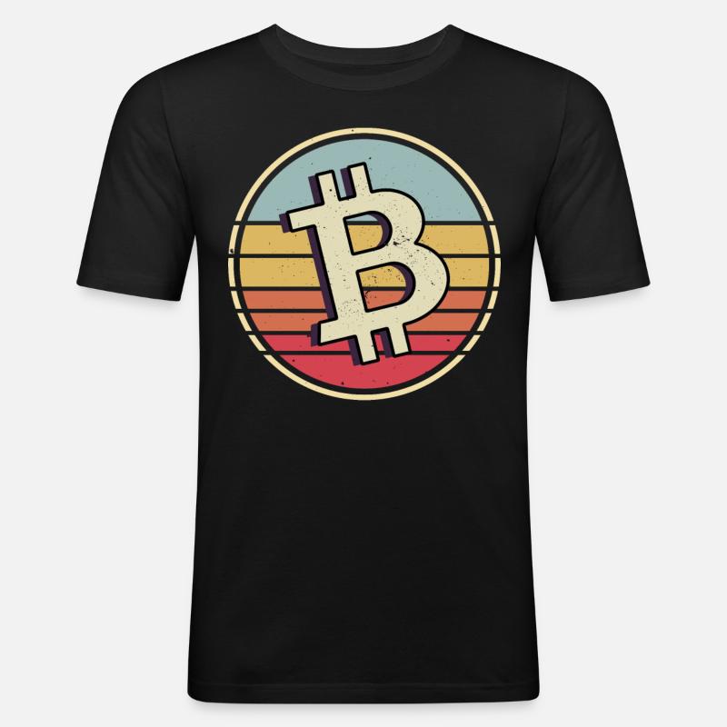 Bitcoin Krypto Kryptowährung - Männer Slim Fit T-Shirt - Schwarz