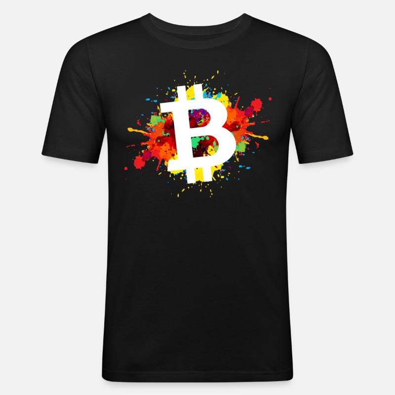 Bitcoin Krypto Kryptowährung - Männer Slim Fit T-Shirt - Schwarz