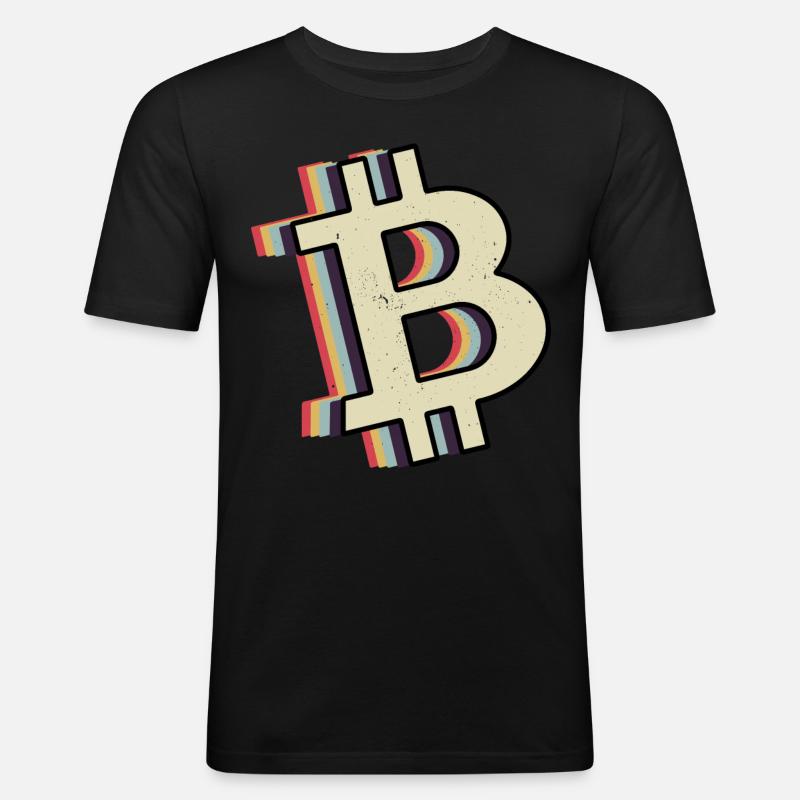 Bitcoin Krypto Kryptowährung - Männer Slim Fit T-Shirt - Schwarz