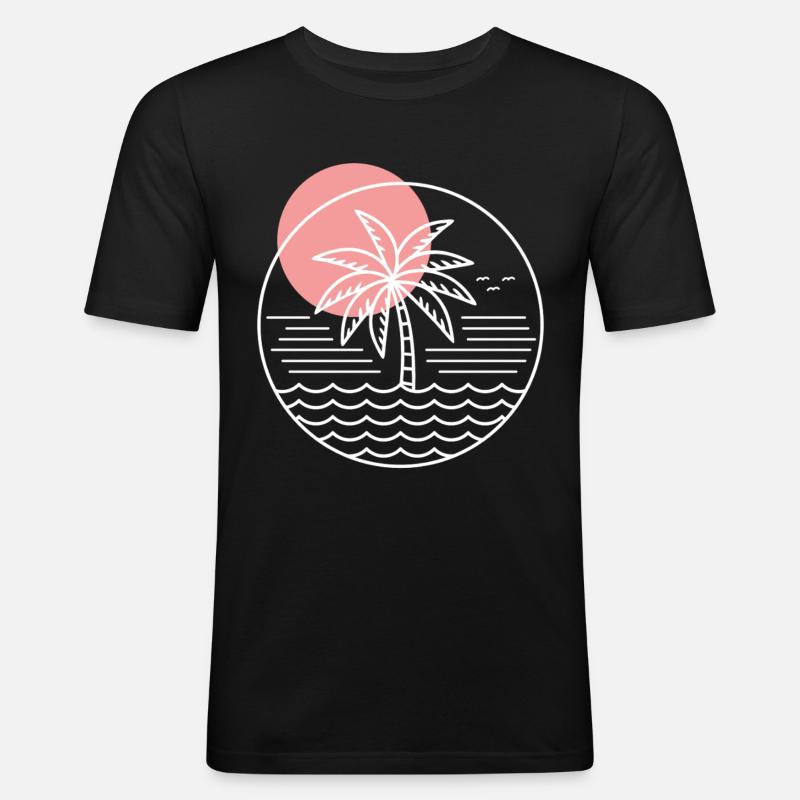 Palm Tree Circle - Men's Slim Fit T-Shirt - black