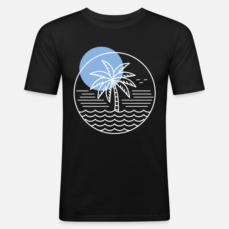 Palm Tree Circle - Men's Slim Fit T-Shirt - black