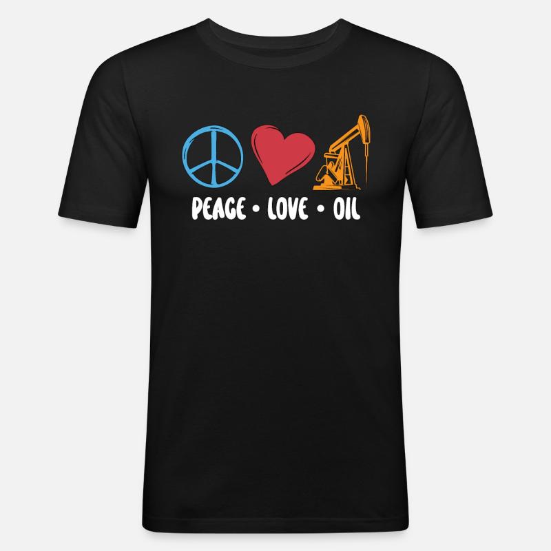 Ölfeldarbeiter Friedensliebung Öl Rig Arbeiter - Männer Slim Fit T-Shirt - Schwarz