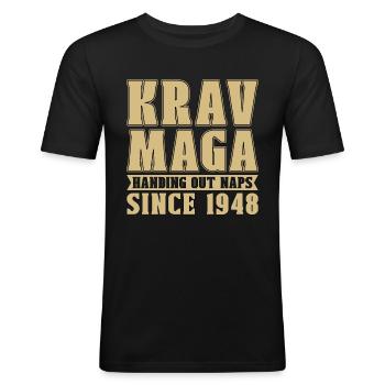 Krav Maga distribuant des siestes Combattant de combat militaire - T-shirt près du corps Homme - noir - Devant - Nik (191cm)