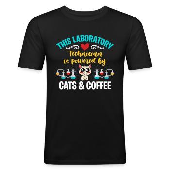 Technicien de laboratoire Ce technicien de laboratoire médical - T-shirt près du corps Homme - noir - Devant - Nik (191cm)