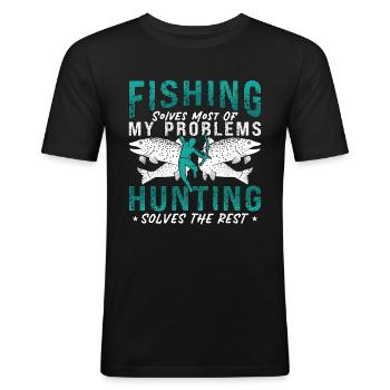 Bowfishing Fishing Solves Most Of Arrow Bowfisher - Männer Slim Fit T-Shirt - Schwarz - Vorne - Nik (191cm)