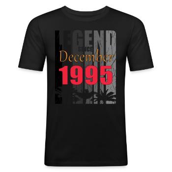 1995 Dezember vintage geboren Geschenk - Männer Slim Fit T-Shirt - Schwarz - Vorne - Nik (191cm)