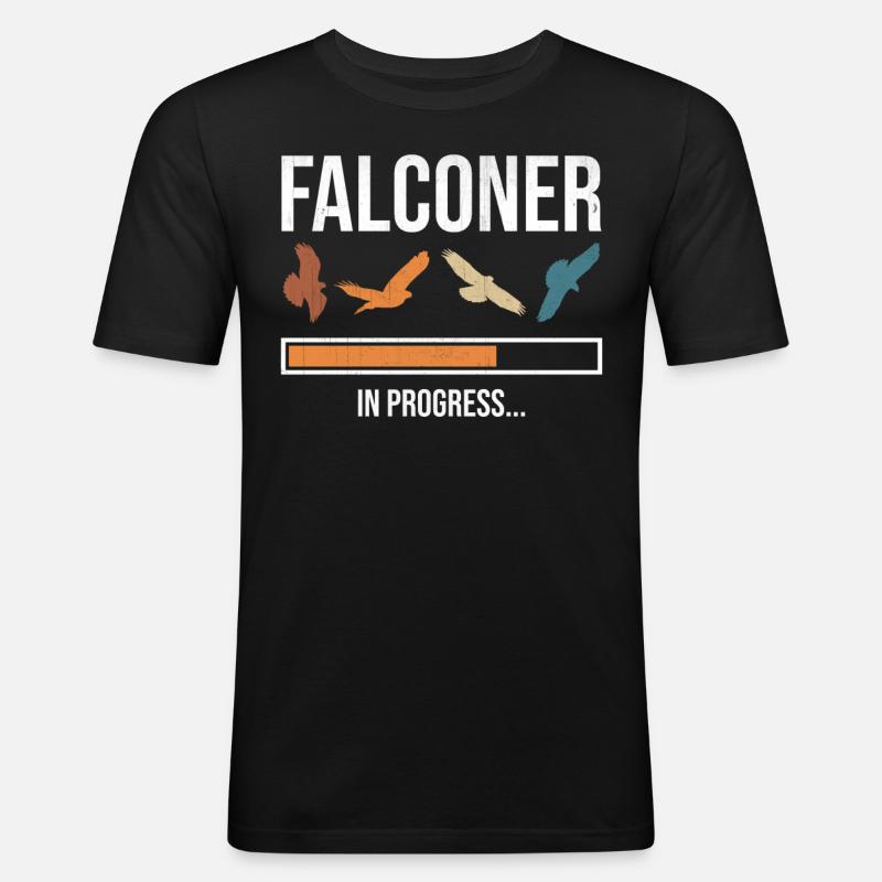 Falconer In Progress - Männer Slim Fit T-Shirt - Schwarz