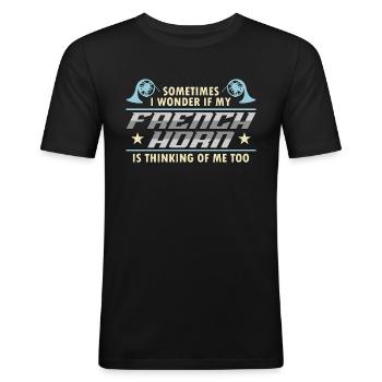 French Horn Sometimes I Wonder Horn Player Hornist - Männer Slim Fit T-Shirt - Schwarz - Vorne - Nik (191cm)
