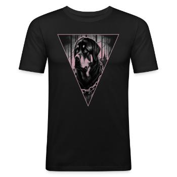 Rottweiler,Hundekopf,Hundesport - Männer Slim Fit T-Shirt - Schwarz - Vorne - Nik (191cm)