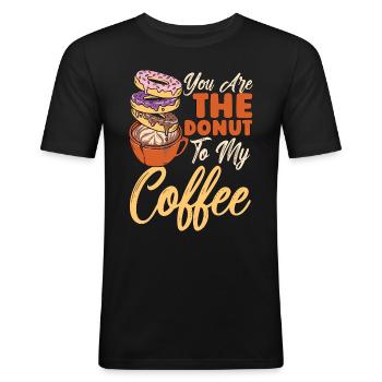 Café et beignets que vous êtes le beignet au petit-déjeuner - T-shirt près du corps Homme - noir - Devant - Nik (191cm)