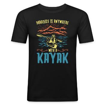 Kayaking Paradise Is Anywhere Canoeing Kayak Lover - Men's Slim Fit T-Shirt - black - Front - Nik (191cm)